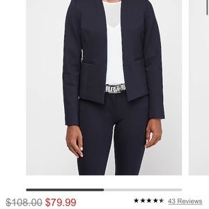 Express Inverted Collar Navy Modern Blazer